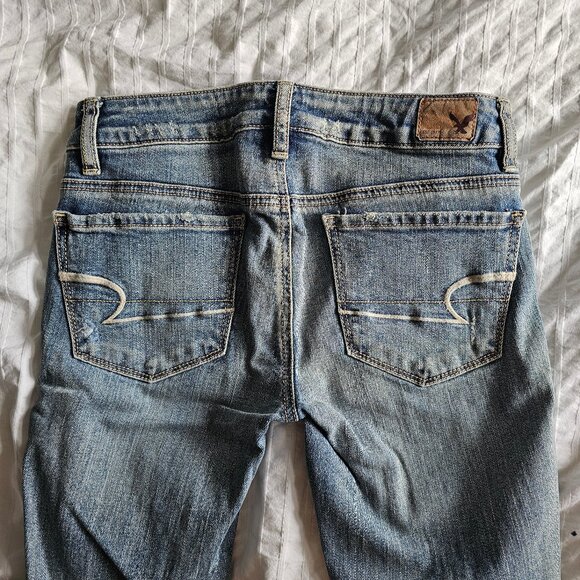 American Eagle Distressed Patchwork Skinny Jeans - 2014 - Light Wash - Sz 0 Reg - Picture 9 of 16